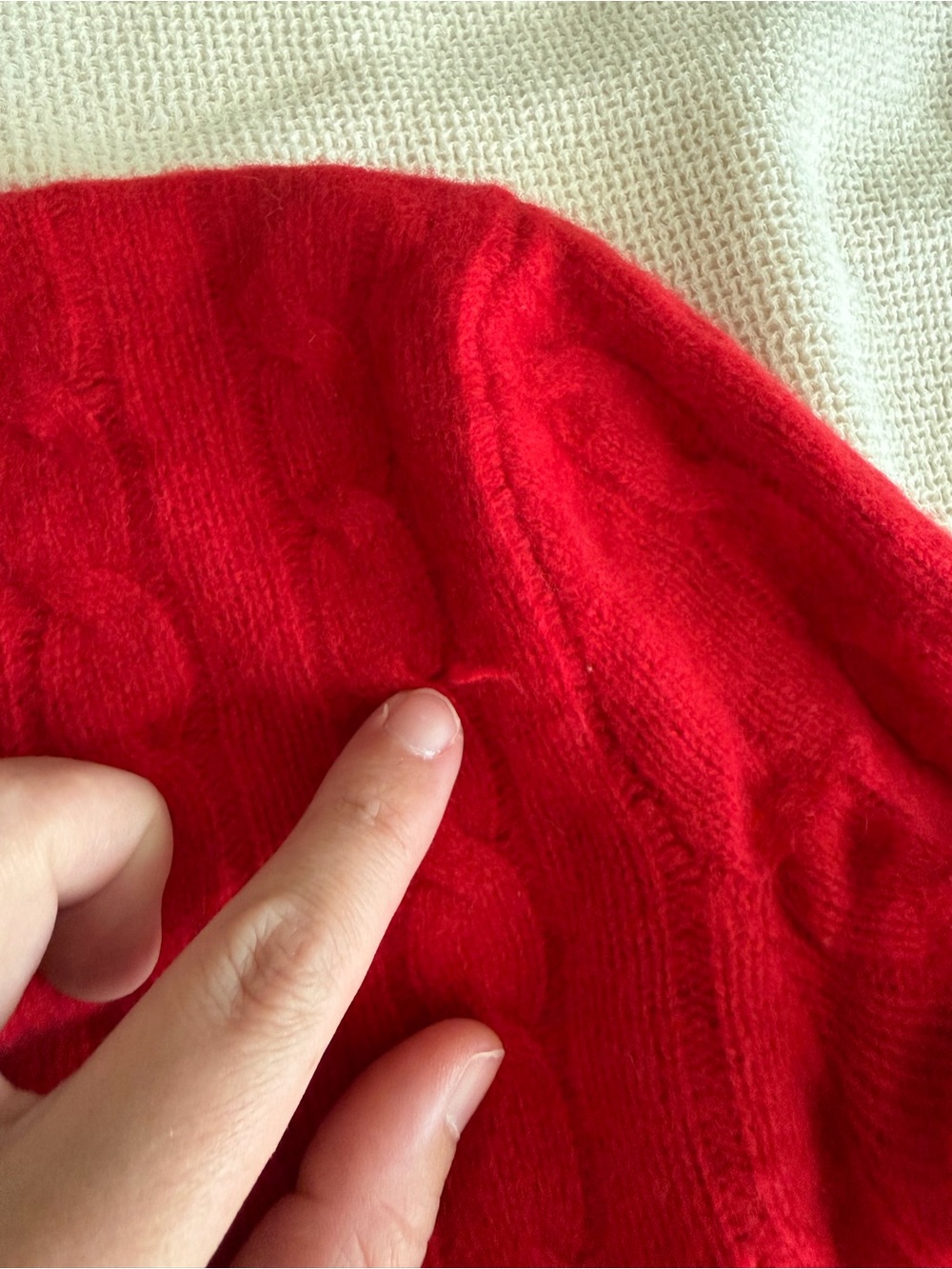 Ralph Lauren Cashmere Wool Blend Red Slim Cable-Knit Crew Sweater - Picture 9 of 9